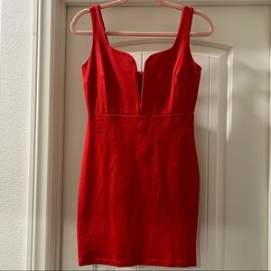 Red Orange Body Con Dress